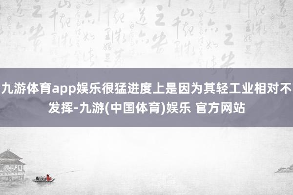 九游体育app娱乐很猛进度上是因为其轻工业相对不发挥-九游(中国体育)娱乐 官方网站