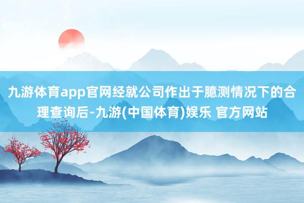 九游体育app官网经就公司作出于臆测情况下的合理查询后-九游(中国体育)娱乐 官方网站