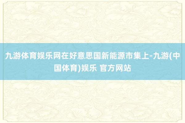 九游体育娱乐网在好意思国新能源市集上-九游(中国体育)娱乐 