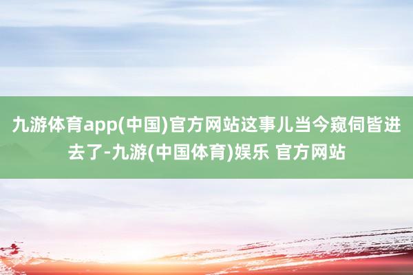 九游体育app(中国)官方网站这事儿当今窥伺皆进去了-九游(